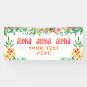 Tropische ananas Floral ALOHA gepersonaliseerd Spandoek (Horizontaal)