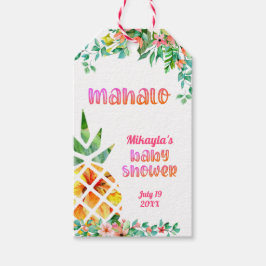 Tropische ananas Floral MAHALO Baby shower Cadeaulabel