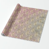 Tropische ananas fruit goud ivoor roze glas cadeaupapier (Uitgerold)