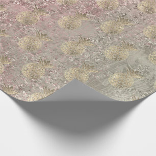 Tropische ananas fruit goud ivoor roze glas cadeaupapier