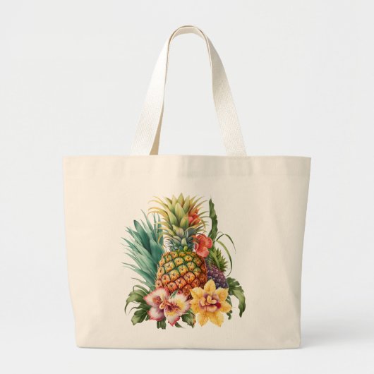 Tropische Ananas Fruit Grote Tote Bag (Voorkant)