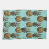 Tropische ananas fruit Monogram keukenhanddoek (Horizontaal)