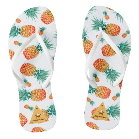 Tropische Ananas Fruit Witte Flip Flop (Voetbed)