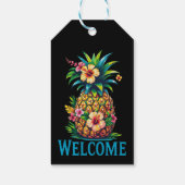 Tropische ananas geschenklabel welkom cadeaulabel (Achterkant)