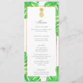 Tropische Ananas Goud & Groen Wedding Menu (Voorkant)