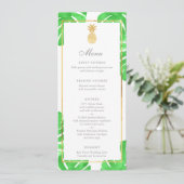Tropische Ananas Goud & Groen Wedding Menu (Staand voorkant)