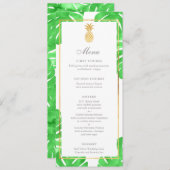 Tropische Ananas Goud & Groen Wedding Menu (Voorkant / Achterkant)