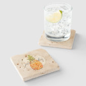 Tropische ananas gouden glitter stenen onderzetter (Zijkant)