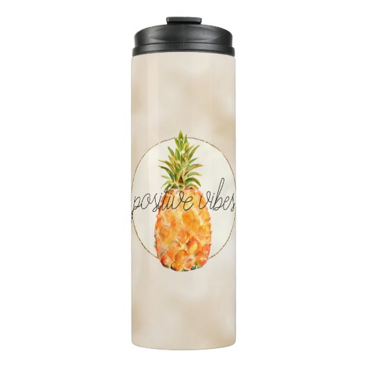 Tropische ananas gouden glitter thermosbeker (Voorkant)