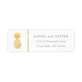 Tropische ananas gouden retour adreslabels etiket