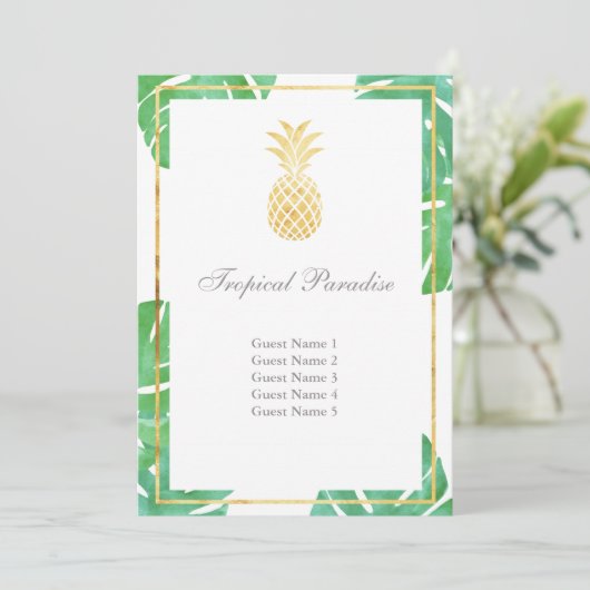 Tropische Ananas Gouden Stoelkaartjes - Verticaal Kaart (Staand voorkant)