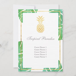 Tropische Ananas Gouden Zitplaatskaarten - Vertica Kaart