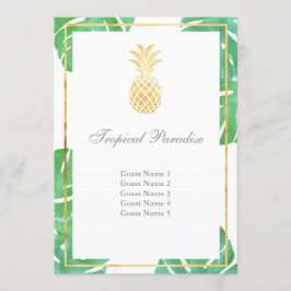 Tropische Ananas Gouden Zitplaatskaarten - Vertica Kaart