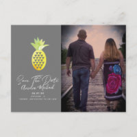 Tropische Ananas Grijze Save the Date Foto