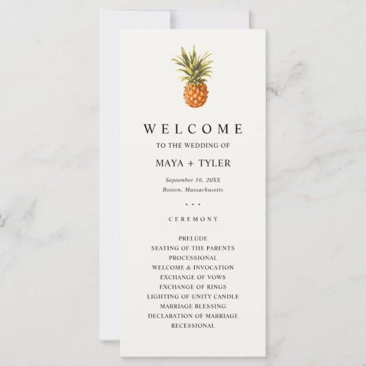 Tropische ananas groen bruiloft programma (Voorkant)
