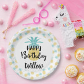 Tropische ananas Happy Birthday Luau Party Papieren Bordje (Feest)