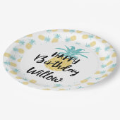 Tropische ananas Happy Birthday Luau Party Papieren Bordje (Gekanteld)