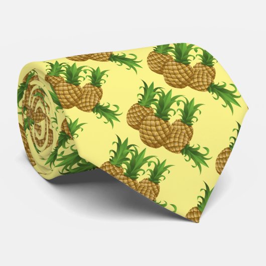 Tropische Ananas Hawaiian Patroon Aloha Stropdas (Opgerold)