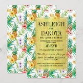 Tropische Ananas & Hibiscus Bestemming Bruiloft Kaart (Voorkant / Achterkant)