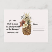  Tropische Ananas Hibiscus Bewaar de datum Aankondigingskaart (Achterkant)