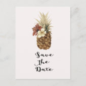Tropische Ananas Hibiscus Bewaar de datum Aankondigingskaart (Voorkant)
