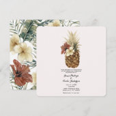 Tropische ananas hibiscus bloemen bruiloft kaart (Voorkant / Achterkant)