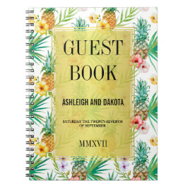 Tropische Ananas & Hibiscus Bruiloft Gastenboek Notitieboek