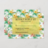 Tropische Ananas & Hibiscus bruiloft RSVP (Voorkant / Achterkant)