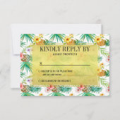 Tropische Ananas & Hibiscus bruiloft RSVP Kaartje (Voorkant)