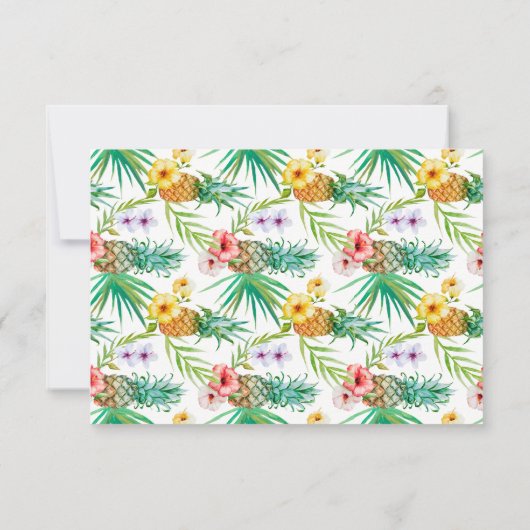 Tropische Ananas & Hibiscus bruiloft RSVP Kaartje (Achterkant)