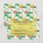Tropische Ananas & Hibiscus bruiloft RSVP Kaartje (Voorkant / Achterkant)
