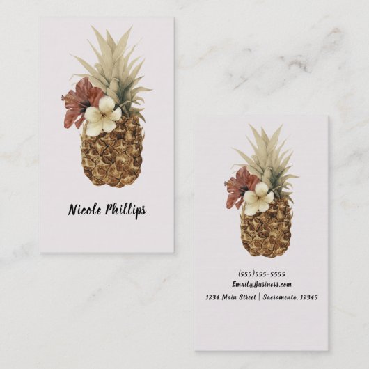  Tropische Ananas Hibiscus Floral Chic Visitekaartje (Voorkant / Achterkant)