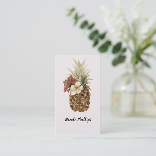 Tropische Ananas Hibiscus Floral Chic Visitekaartje (Staand voorkant)