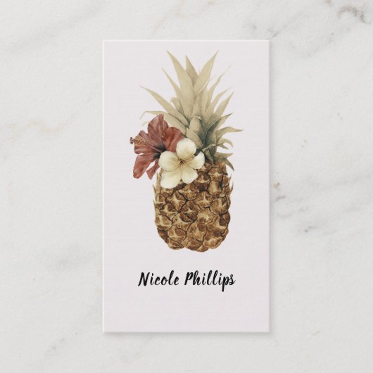  Tropische Ananas Hibiscus Floral Chic Visitekaartje (Voorkant)
