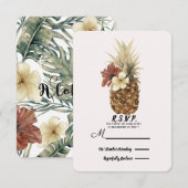 Tropische Ananas Hibiscus Huwelijk RSVP (Voorkant / Achterkant)