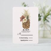 Tropische Ananas Hibiscus Huwelijk RSVP (Staand voorkant)