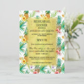 Tropische Ananas & Hibiscus repetitie diner Kaart (Staand voorkant)