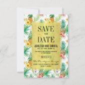 Tropische Ananas & Hibiscus Sla de datum op Save The Date (Voorkant)