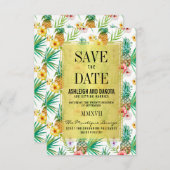 Tropische Ananas & Hibiscus Sla de datum op Save The Date (Voorkant / Achterkant)