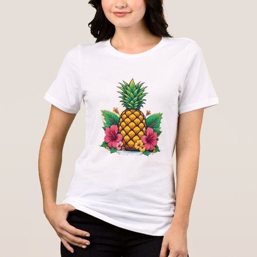 Tropische ananas & Hibiscus T-shirt (Voorkant)