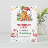 Tropische Ananas Kerst Uitnodiging (Staand voorkant)