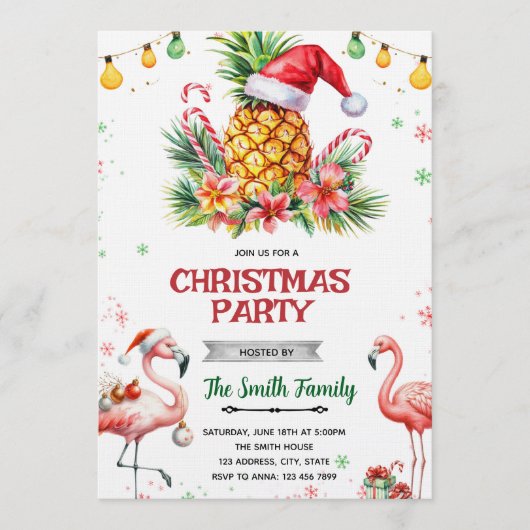 Tropische Ananas Kerst Uitnodiging (Voorkant)