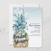 Tropische Ananas & Kerstverlichting Bruidsdouche Kaart (Voorkant)