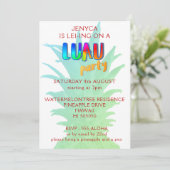 Tropische Ananas Kitschy Luau Feest Uitnodiging (Staand voorkant)