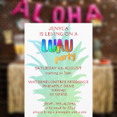 Tropische Ananas Kitschy Luau Feestuitnodiging Kaart