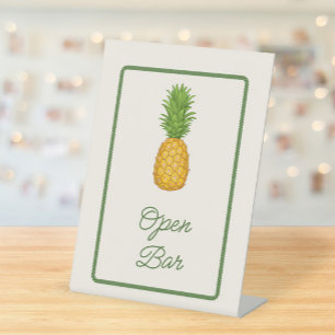 Tropische Ananas Kust Open Bar Huwelijk Reclamebord Met Voetstuk
