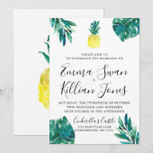 Tropische ananas luau aquarel uitnodiging (Voorkant / Achterkant)