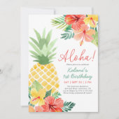 Tropische Ananas Luau Verjaardag Kaart (Voorkant)