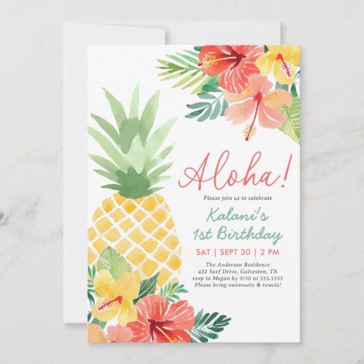 Tropische Ananas Luau Verjaardag Kaart (Voorkant)