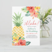 Tropische Ananas Luau Verjaardag Kaart (Staand voorkant)